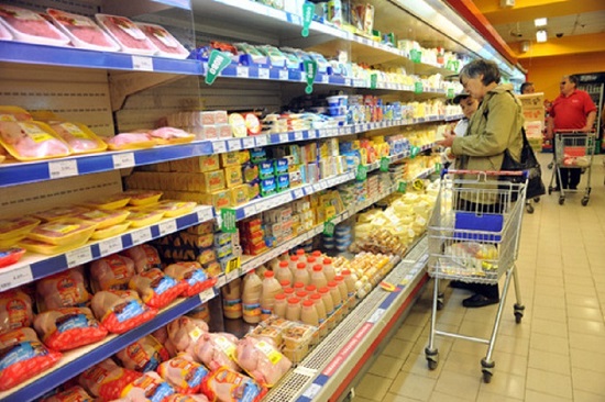 Продукты питания в супермаркете РФ
